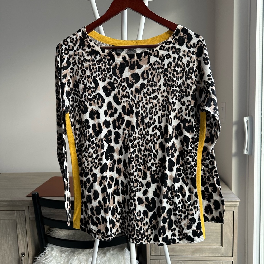Karen Millen Animal Print Sweater with Yellow Side Detail